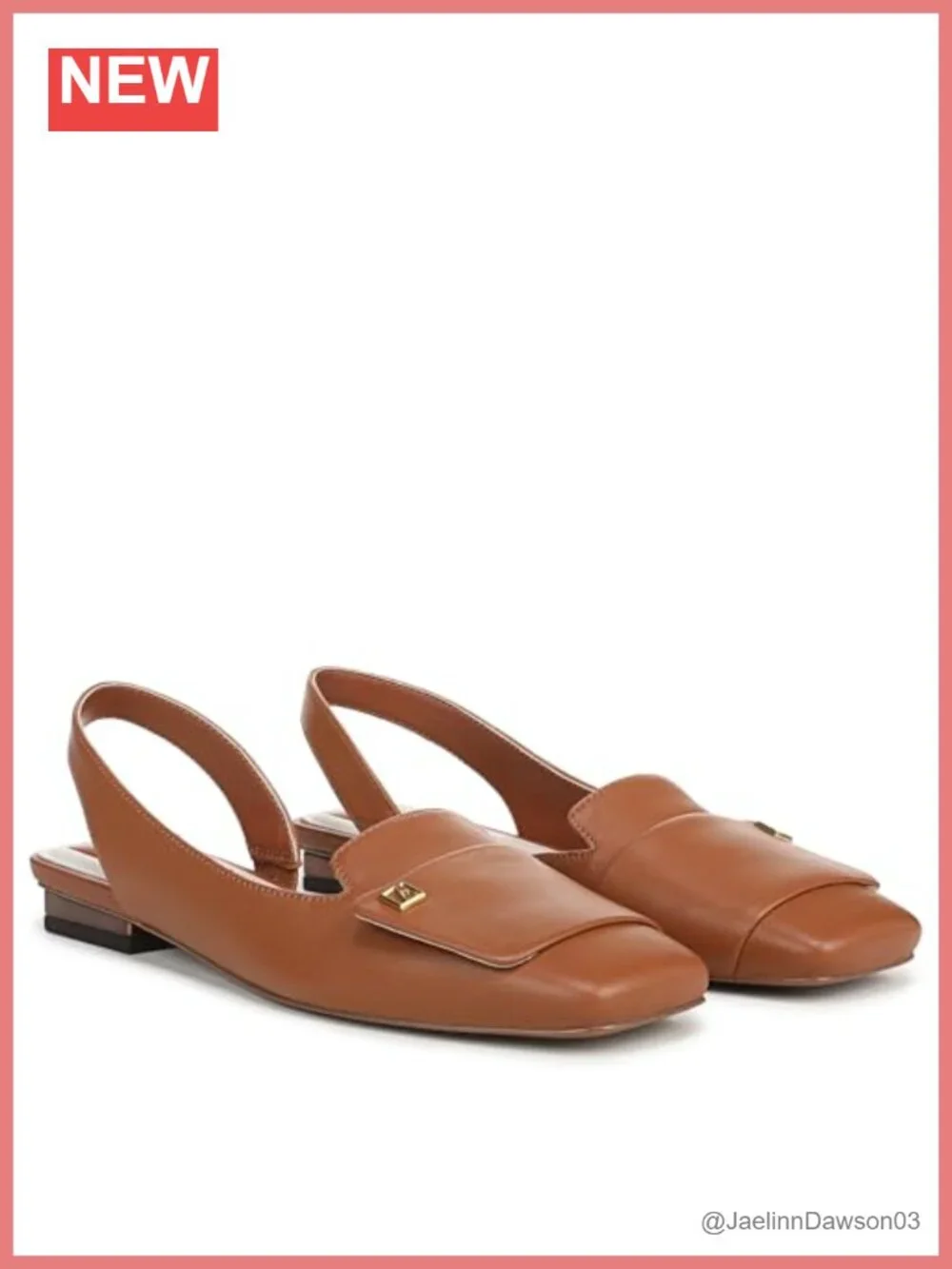 Slingback Ballet Flats Leather Eco-Comfort Block Heel Slip-On Square Toe